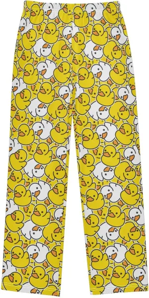 Yellow Duck Ducky Boy's Pajama Pants Kids Long Sleep PJ Pant Boy Pajama Bottoms Elastic Waist Lounge Pants with 2 Pockets M