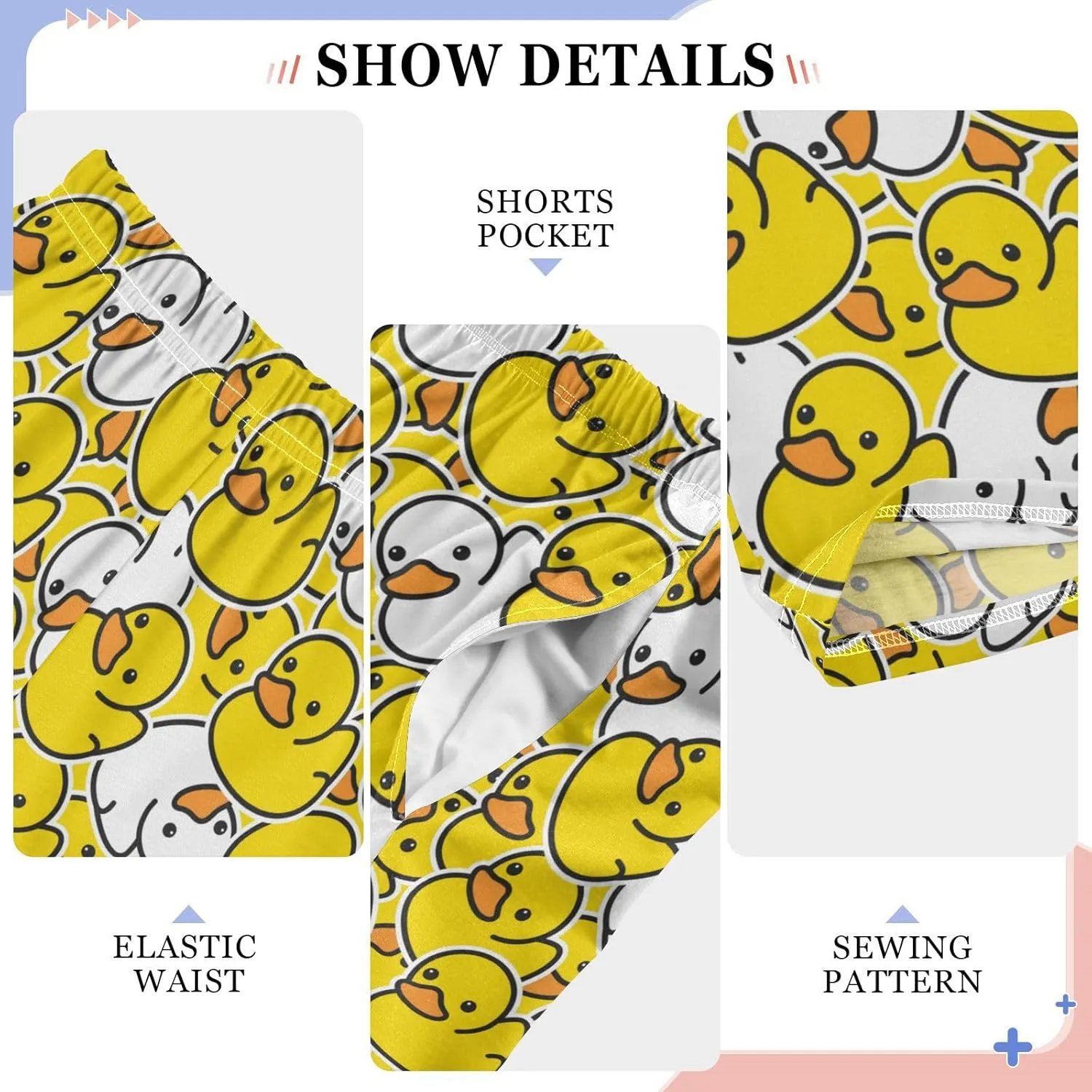 Yellow Duck Ducky Boy's Pajama Pants Kids Long Sleep PJ Pant Boy Pajama Bottoms Elastic Waist Lounge Pants with 2 Pockets M