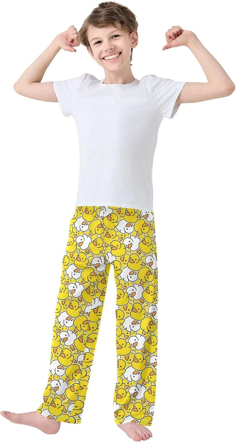 Yellow Duck Ducky Boy's Pajama Pants Kids Long Sleep PJ Pant Boy Pajama Bottoms Elastic Waist Lounge Pants with 2 Pockets M