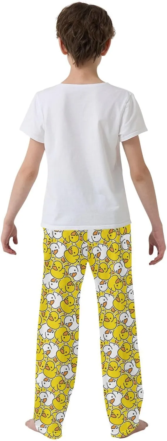 Yellow Duck Ducky Boy's Pajama Pants Kids Long Sleep PJ Pant Boy Pajama Bottoms Elastic Waist Lounge Pants with 2 Pockets M