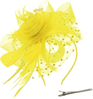 YOLAI Feather Top Hat Fascinator Hat Headpiece Womens 50S Vintage Accessories Headwear Forwedding Cocktail Tea Party