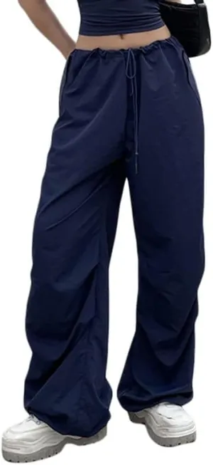 Zempertoopa Women’s Baggy Hiking Cargo Pants Mid Waist Straight Sweatpants Wide Leg Casual Jogger Hippie Trouser with Pockets