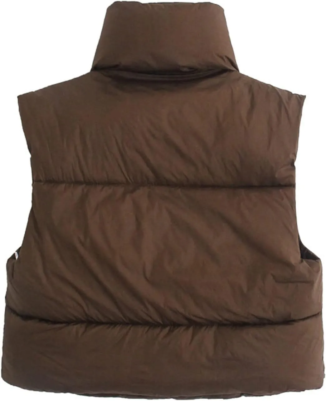 Zempertoopa Women’s Crop Puffer Vest Sleeveless Lightweight Down Jacket Quilted Solid Color Outwear Padded Winter Warm Gilet