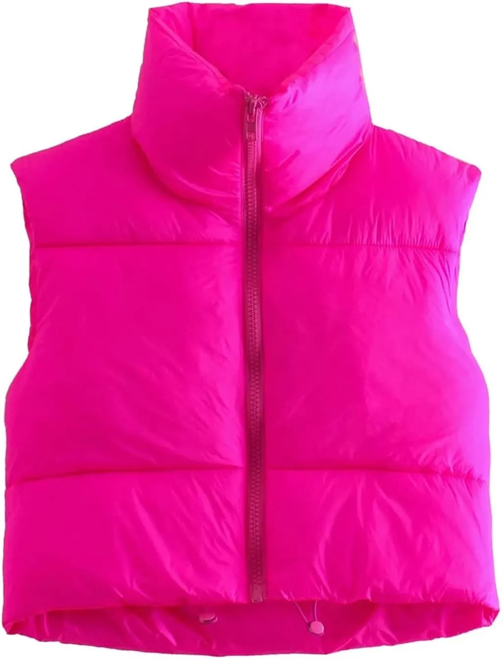 Zempertoopa Women’s Crop Puffer Vest Sleeveless Lightweight Down Jacket Quilted Solid Color Outwear Padded Winter Warm Gilet