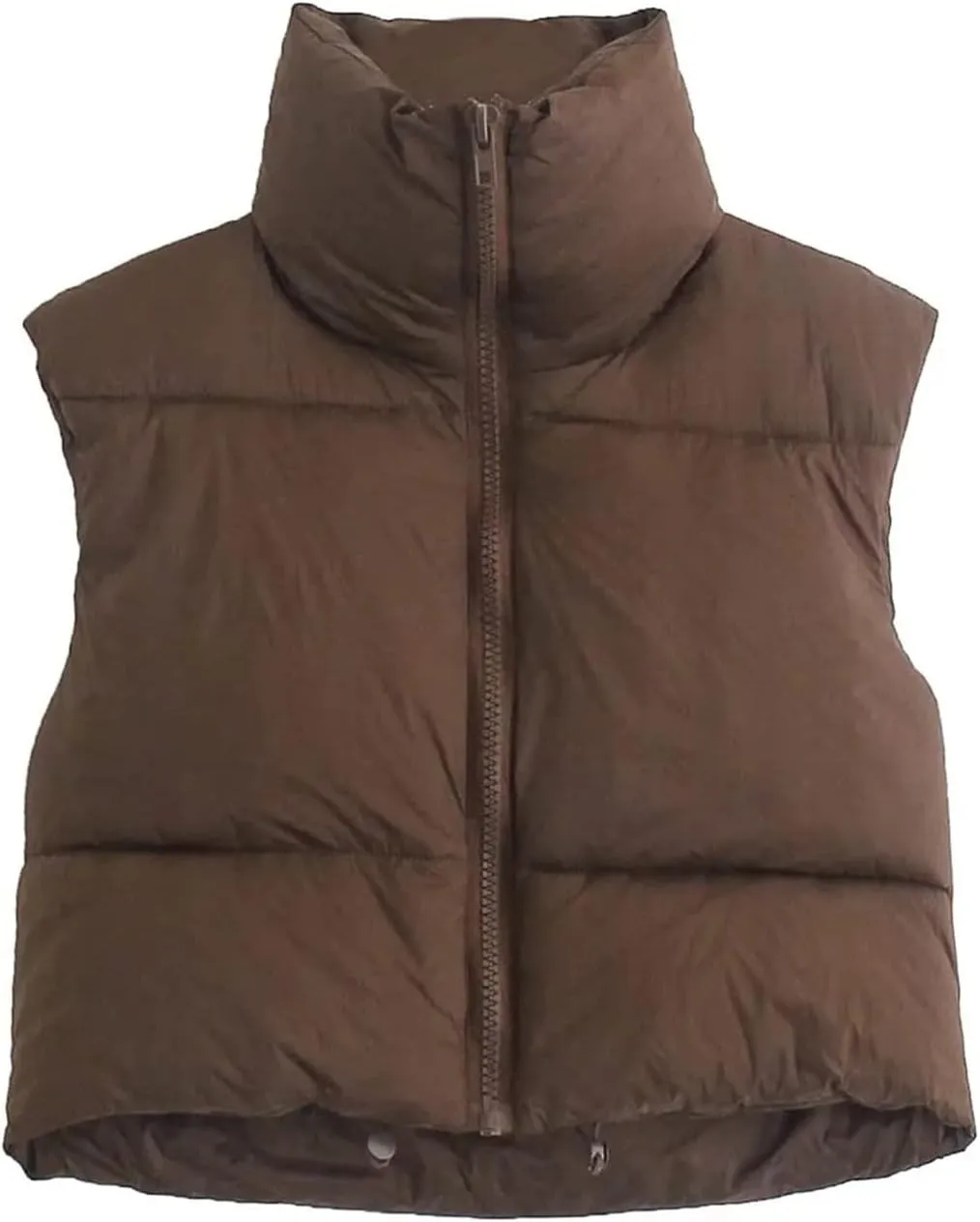 Zempertoopa Women’s Crop Puffer Vest Sleeveless Lightweight Down Jacket Quilted Solid Color Outwear Padded Winter Warm Gilet