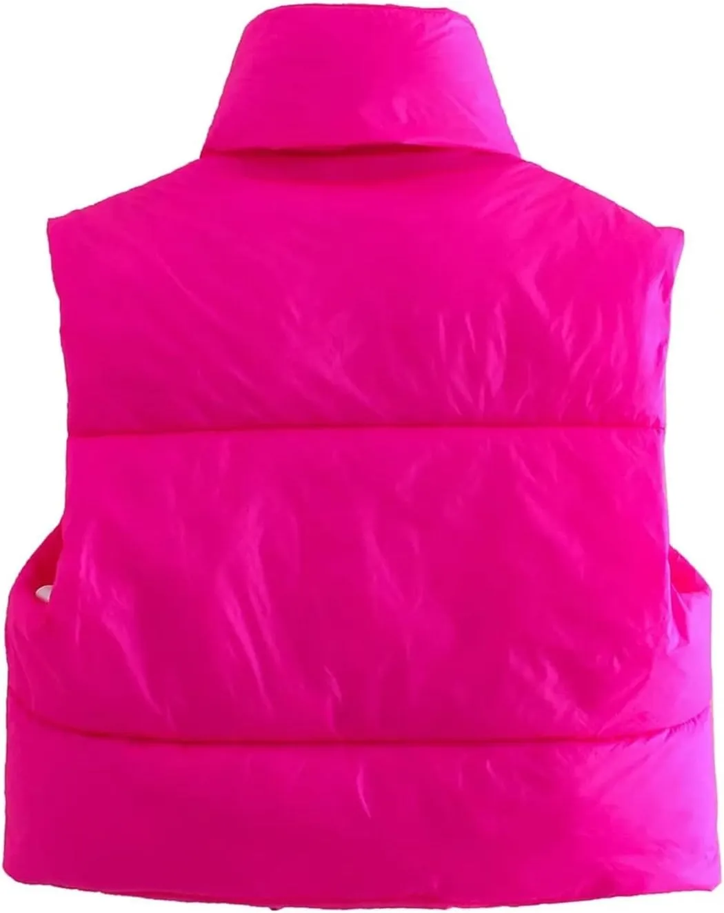 Zempertoopa Women’s Crop Puffer Vest Sleeveless Lightweight Down Jacket Quilted Solid Color Outwear Padded Winter Warm Gilet